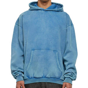 Recién llegado, sudaderas con capucha de gran tamaño lavadas con piedra azul para hombre, sudaderas informales cálidas y cómodas con ajuste relajado para el clima de invierno - Product Image 1