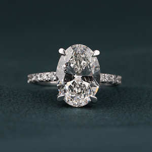 Anillo de diamante cultivado en laboratorio de plata de ley, juego de pavé de Halo oculto, compromiso de corte ovalado de estilo clásico con certificado IGI, su regalo - Product Image 1