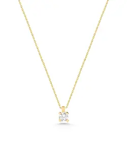 10k 14k 18k Pure Solid Gold Natural Diamond Solitaire Charm Necklace Solid Tiny Minimalist Women Luxury Party Wear Prong Pendant