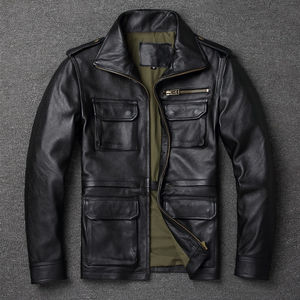 Veste en cuir marron pour hommes de qualité supérieure-Vestes en cuir d'agneau véritable pour hommes - Product Image 5