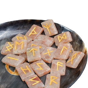 Vente en gros de pierre naturelle Rectangle Rune Set Feng Shuai Style cristal pierre précieuse forme de cube gravé pour la guérison des pierres minérales - Product Image 6