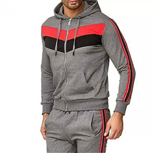 ชุดวอร์มผ้าฝ้ายสำหรับผู้ชายชุดวิ่งสองชิ้นของผู้ชายชุดวอร์มผ้าต่อผ้ามีฮู้ด - Product Image 2