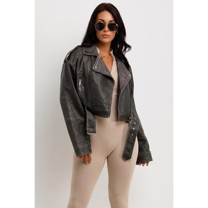 Black PU <b>Leather</b> Crop <b>Jacket</b> Street Wear Punk Style Womens Coats <b>Long</b> Sleeve Turn-Down Zipper Short <b>Jacket</b> Fashion Women <b>Jackets</b> - Product Image 6