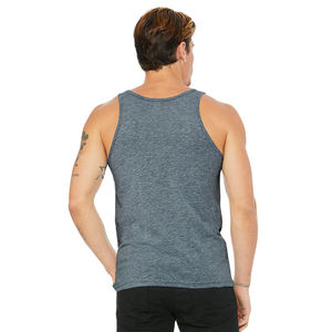 Unisex Athletic Heather/Navy 3480 Jersey Tank Top Ringer Bella Canvas Tank Top con decoración bordada en 3D - Product Image 4