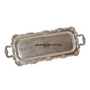 Bandeja de chocolate dorada de metal hecha a mano de calidad superior con asa Bandeja de chocolate elegante y decorativa elegante - Product Image 3