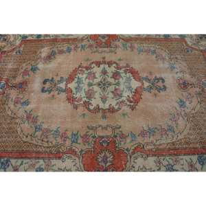 Alfombra turca Vintage área grande 5,6 X 8.7ft clásico rojo Beige patrón abstracto Material de lana 10mm látex para habitación de pasillo - Product Image 5