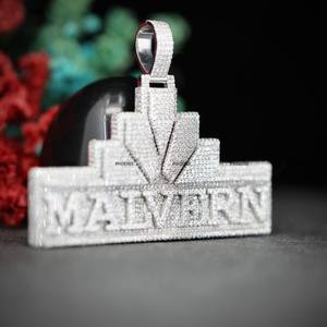 Colgante Personalizado con Nombre en Forma de Moissanita Redonda de Corte Brillante, en Plata 925, para Hombre y Mujer, por Phoenix Enterprise - Product Image 3