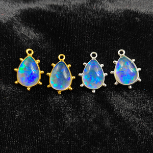 Colgante de bisel de pera de ópalo de fuego ópalo etíope 12x9mm cabujón de pera corte 925 plata esterlina oro Vermeil bisel conjunto colgante encantos - Product Image 1