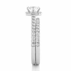 Round Cut Prong Set Halo Diamond Bridal Set Ring For Women - Product Image 3