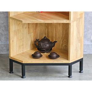 Estante Esquinero de Madera de Caucho de 5 Niveles 40x32x172cm con Patas de Hierro KGT68026 - Uso en Sala de Estar - Product Image 6