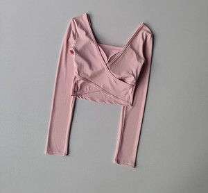 Women Cross Back Yoga Shirt <b>Long</b> Sleeve Slim Fit Sports <b>Top</b> with Fixed Chest Pad Running Training Fitness T Shirt - Product Image 2