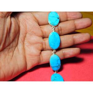 Pulsera de piedras preciosas turquesa Plata de Ley 925 con oro Joyería de regalo hecha a mano - Product Image 4