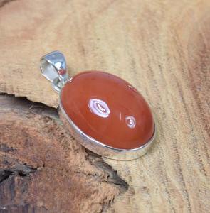 Colgante de piedras preciosas de Color rojo con forma ovalada, regalo de boda perfecto para el amor, piedra preciosa cornalina de Plata de Ley 925 con sello 925 - Product Image 3