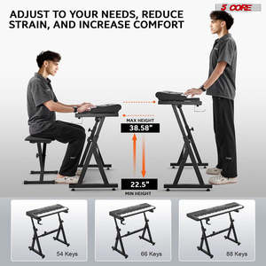 5 Core Keyboard Stand Piano Bench Combo Adjustable Key Board Stands 3" <b>Padded</b> Musician <b>Chair</b> Set - Product Image 4