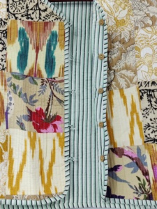 Femmes nouveau Style Boho matelassé veste manteau fait à la main coton avant ouvert Kimono rayure passepoil bouton hiver court taille XL - Product Image 5