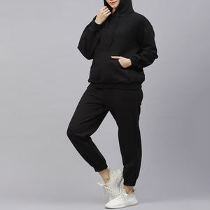 ชุดวอร์มออกกำลังกายผู้หญิง พิมพ์โลโก้ได้ ไซส์ใหญ่ 2 ชิ้น เสื้อฮู้ดระบายอากาศ ชุดเซ็ตวิ่งออกกำลังกายฤดูหนาว เป็นมิตรกับสิ่งแวดล้อม ผ้าฝ้าย 100% - Product Image 2