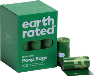 Bolsas para excremento de perros New Earth Rated, garantizadas a prueba de fugas y rollos de repuesto extra gruesos, con aroma a lavanda, 270 bolsas - Product Image 1