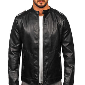 Vente en gros Veste en cuir élégante avec logo personnalisé OEM pour hommes avec broderie serviette Veste en cuir véritable - Product Image 1