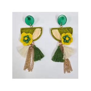 Meilleures ventes Boucles d'oreilles pendantes en perles pour femmes Accessoires de liquidation de bijoux de mode en laiton faits à la main d'Inde - Product Image 2