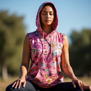 Sudadera con capucha personalizada para entrenamiento con sublimación para mujer poliéster 100% algodón sin mangas capucha estampada para mujer - Product Image 4