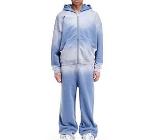 2025 trajes de sudor lavados con ácido de alta calidad chándal de algodón 100% personalizado con pantalones de chándal y conjunto de Sudadera con capucha chándal cómodo - Product Image 4