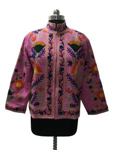 Handmade Multicolor Suzani Embroidered Cotton <b>Jacket</b> for <b>Women</b> Breathable Floral Design Handcrafted Artisan <b>Women's</b> <b>Jacket</b> - Product Image 2