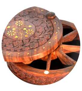 Boîte à épices compacte en bois pour petites cuisines et cuisine quotidienne – Support à masala en bois durable par AALIYAN IMPEX - Product Image 3