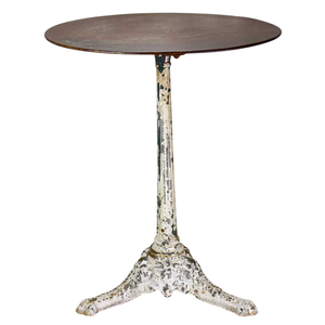 Table de bistrot en fer de style antique, vintage, vert et blanc patiné, table de café, table de pub, table de salle à manger, plateau rond, meubles d'intérieur et d'extérieur - Product Image 1