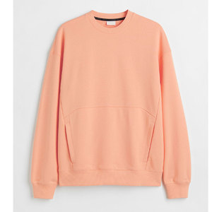 Sweat-shirt unisexe classique décontracté à manches régulières, couleur unie, surdimensionné, en tricot de printemps, 100% coton, badges de col transfrontaliers - Product Image 2