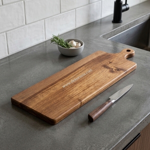 Planche à découper rectangulaire polyvalente en bois de teck écologique pour la cuisine, idéale pour hacher et trancher, passe au lave-vaisselle - Product Image 6