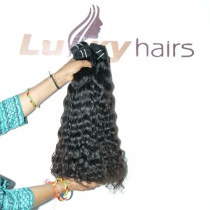 Extensiones de cabello humano indio rizado natural negro al por mayor, con cutícula alineada, sin procesamiento químico - Product Image 2