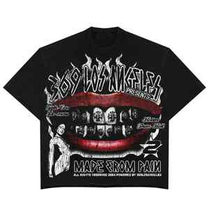 T-shirt imprimé Y2K surdimensionné Hip Hop col rond en coton à manches courtes Streetwear pour hommes femmes Style décontracté Hauts tricotés Vêtements - Product Image 1