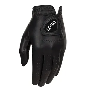 Guantes de golf simples blancos con logotipo personalizado e imágenes, guantes de golf de cuero PU para hombres RH o LH