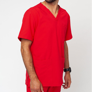 Comfortable Medical Uniform <b>Set</b> With Top And Pants Unisex Medical Uniform With V Neck And Pockets - Product Image 3