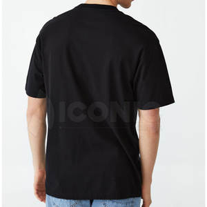 100% algodón de bambú grueso Casual hombres camiseta de alta calidad en relieve logotipo personalizado algodón liso embriodry cómodo suave hombres - Product Image 4