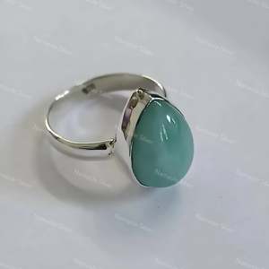 Bague Statement pour Femme en Argent Sterling 925 avec Amazonite Naturelle Faite à la Main, Style Bohème, Pierre Précieuse en Forme de Poire, Cadeau pour Elle - Product Image 5