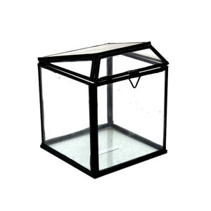 Joyero de diseño moderno, acabado de metal y vidrio, Color negro, producto personalizado hecho a mano para regalos de boda - Product Image 4