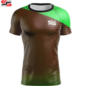Los hombres personalizan su propio logotipo sublimado de manga corta Rash Guard transpirable Rash Guard ropa de entrenamiento precio barato - Product Image 1