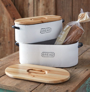 Boîte à pain blanche gaufrée, finition brillante, rangement de cuisine classique, design traditionnel, disponible au prix de gros. - Product Image 5