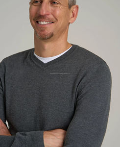 Sweat-shirt pour homme de qualité supérieure, col en V, coupe ajustée, 100% coton, respirant, bordure côtelée, motif uni, broderie numérique - Product Image 4