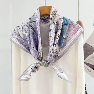 New Design Floral <b>Square</b> Silk Feeling Bandana Head <b>Scarves</b> for Women Girls Women <b>Scarves</b> Headwear Bandana <b>Scarves</b> - Product Image 1