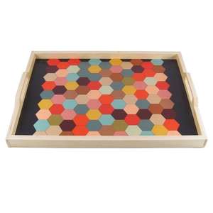 Bandeja de servicio personalizable de madera e impresa con esmalte a precio mayorista de Indian Handicraft de F S International - Product Image 4