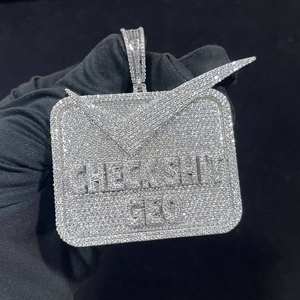 Pendentif en diamant Moissanite taille ronde Hip Hop pendentif style personnalisé glacé cadeau de mariage pour homme en argent sterling 925 - Product Image 2