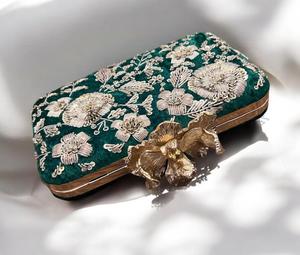 Custom Made White <b>Coloured</b> Metal Monument Designed Hand Embroidered Evening Purses Clutches for Fashion Designers Resale - Product Image 3