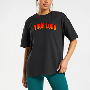 Personalizado Dtg Impreso logo Hip Hop Estilo Transpirable Secado rápido O-cuello Color sólido Manga corta Peso pesado Camiseta de verano para las mujeres - Product Image 1