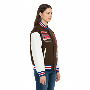 Chaqueta universitaria de cuero de lana gruesa para hombre, logotipo personalizado, ropa de abrigo de bombardero de estilo universitario con letras para uso en equipo, escuela o club - Product Image 5