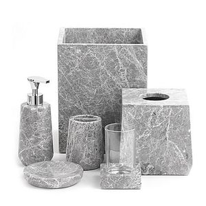 New Design and White Marble-injected Collection Modern Bathroom <b>Soap</b> Dish Marble Effect Resin Bathroom Accessories <b>Set</b> - Product Image 4