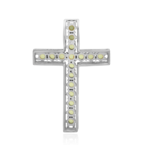 Simple Croix 925 Argent Sterling Péridot Rond Cabochon Pierre Verte Pendentif Prong Réglage Bijoux Noir Vendredi Cadeau De Noël - Product Image 4