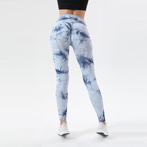 Hot Selling Women's High Waist Quick Drying Elastic Waist Sport Leggings-<b>Peach</b> Hip Seamless Yoga Pants with <b>Sexy</b> Tie-Dye Design - Product Image 5