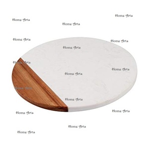 Tabla de cortar de queso de madera y mármol hecha a mano, tabla de queso de forma redonda de diseñador para accesorios de cocina - Product Image 3